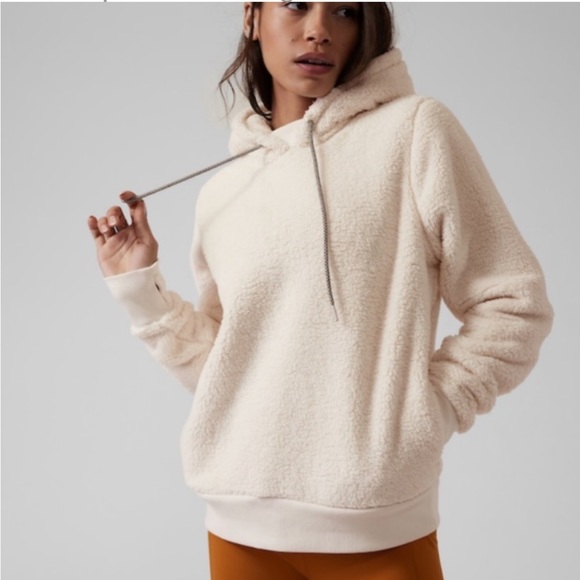Athleta Tops Athleta Fleece Hoodie Cream Size Small Poshmark